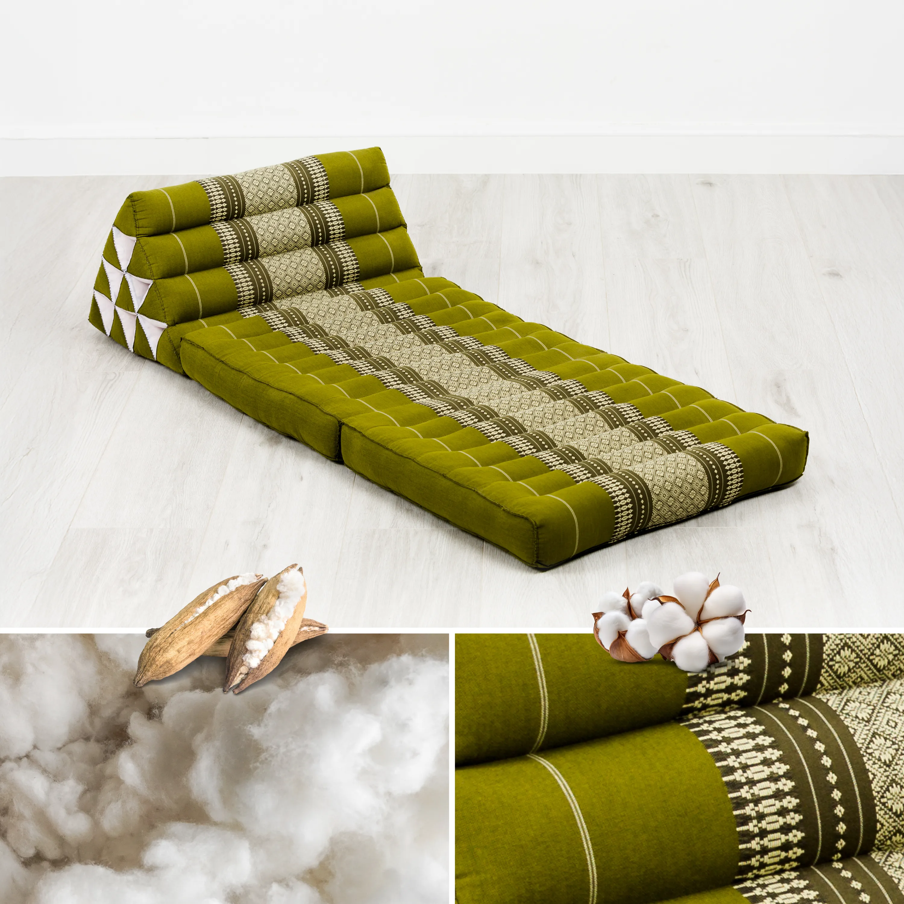 Cuscino thai in kapok con 2 elementi pieghevoli