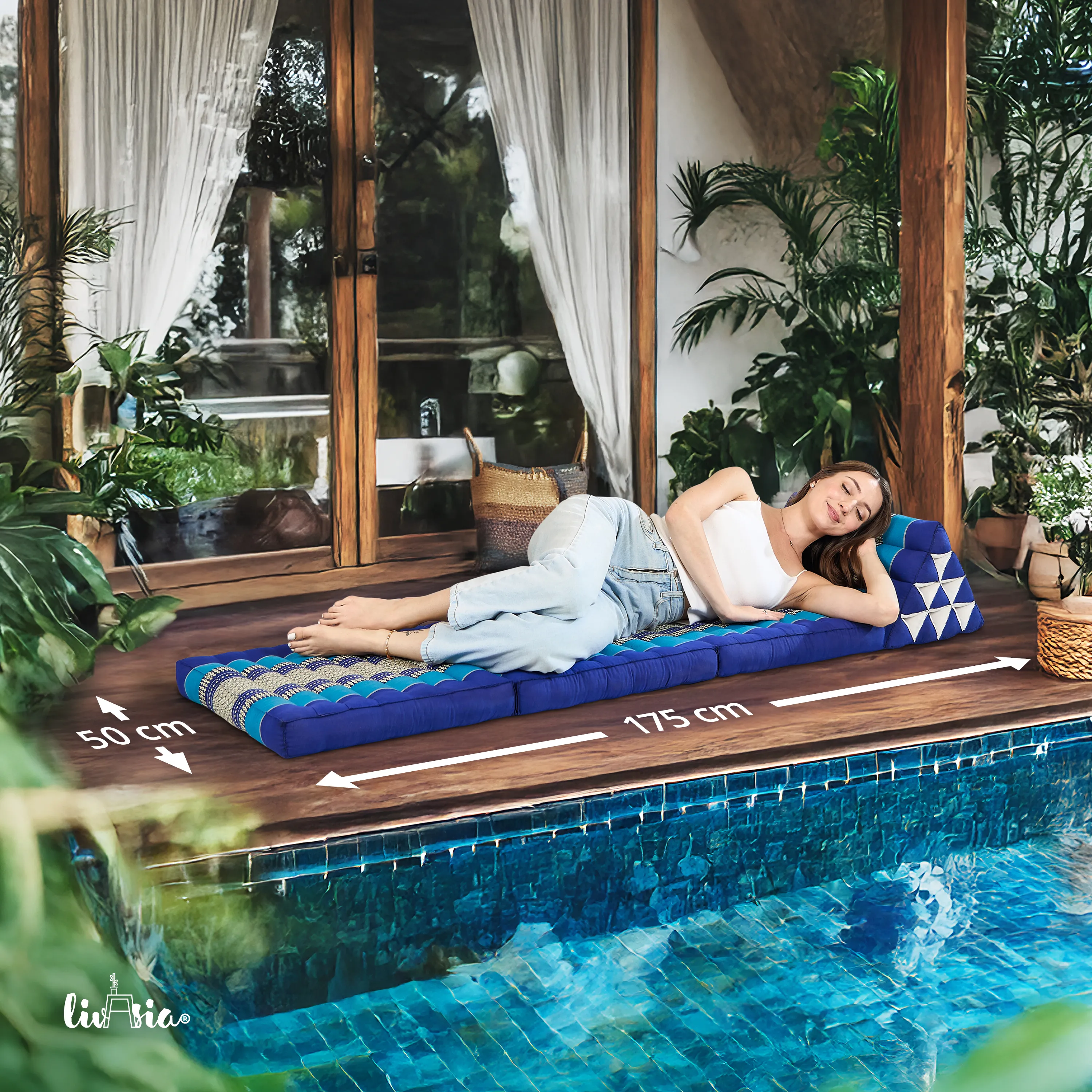 Cuscino thai in kapok con 3 elementi pieghevoli, Classic