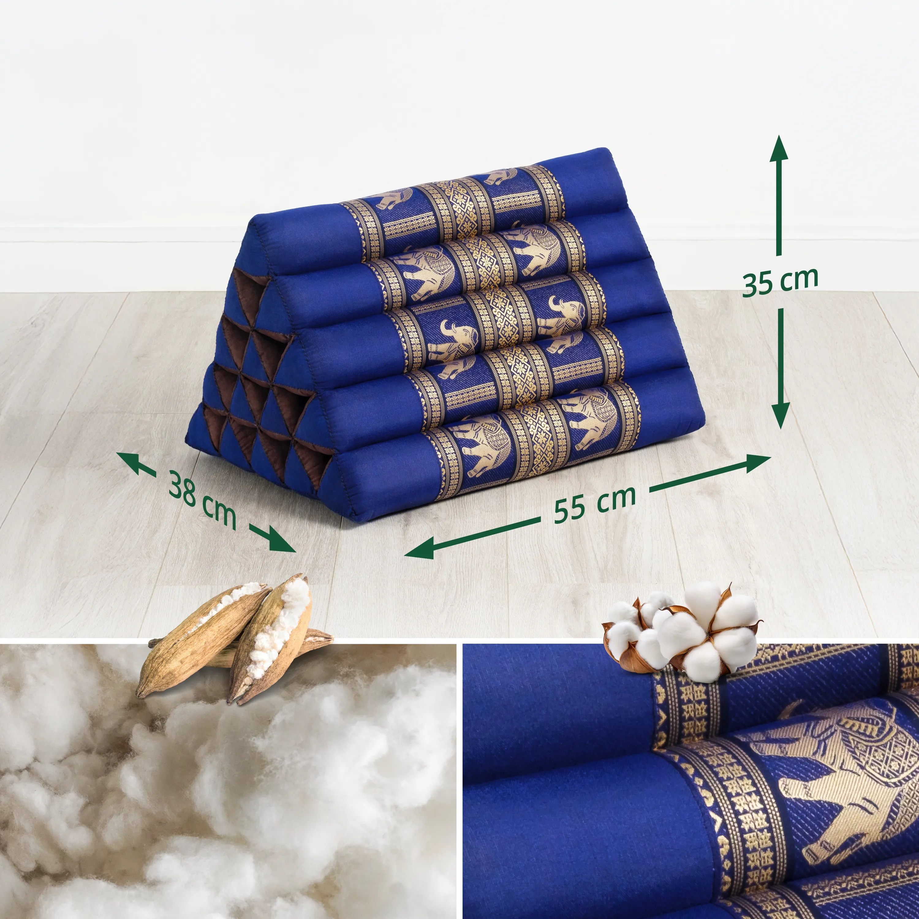 Cuscino triangolare alto in kapok, Deluxe