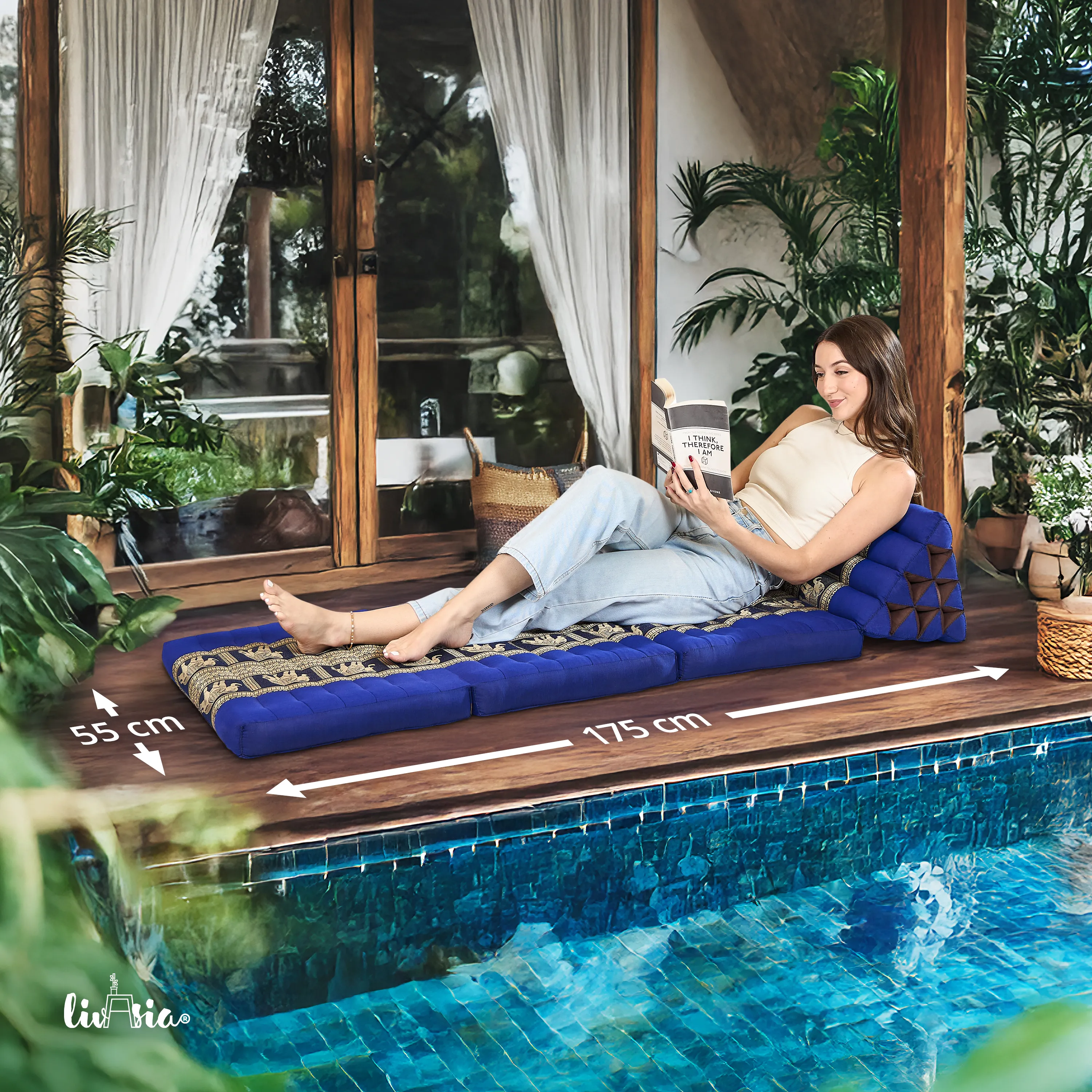 Cuscino thai in kapok con 3 elementi pieghevoli, Deluxe