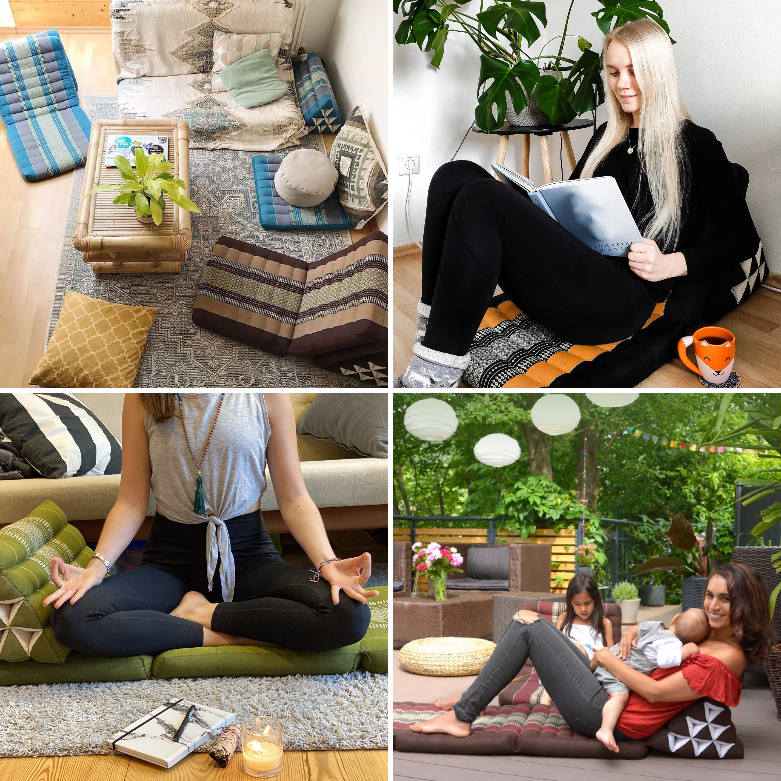 Cuscino thai in kapok con 1 elemento pieghevole