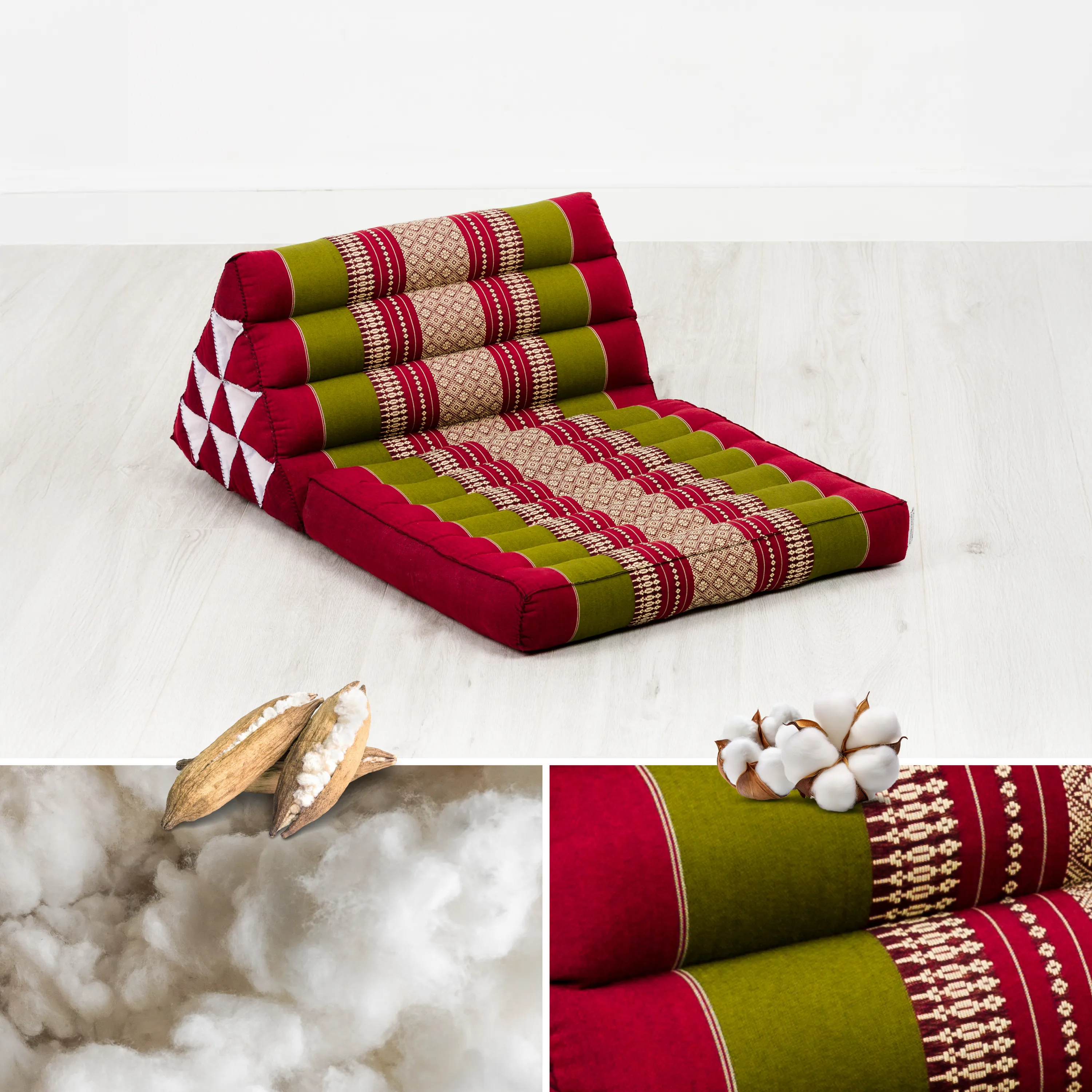 Cuscino thai in kapok con 1 elemento pieghevole
