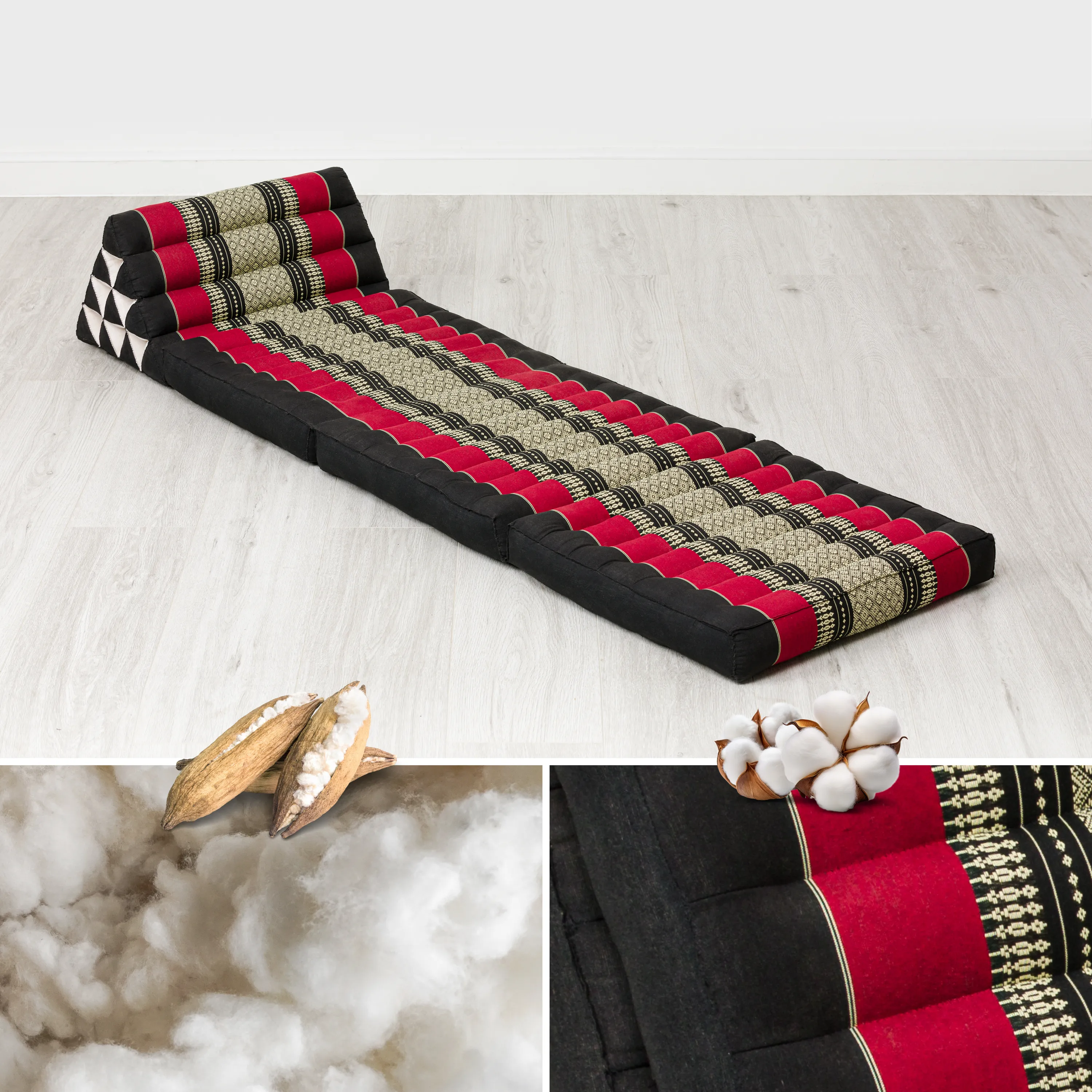 Cuscino thai in kapok con 3 elementi pieghevoli, Classic