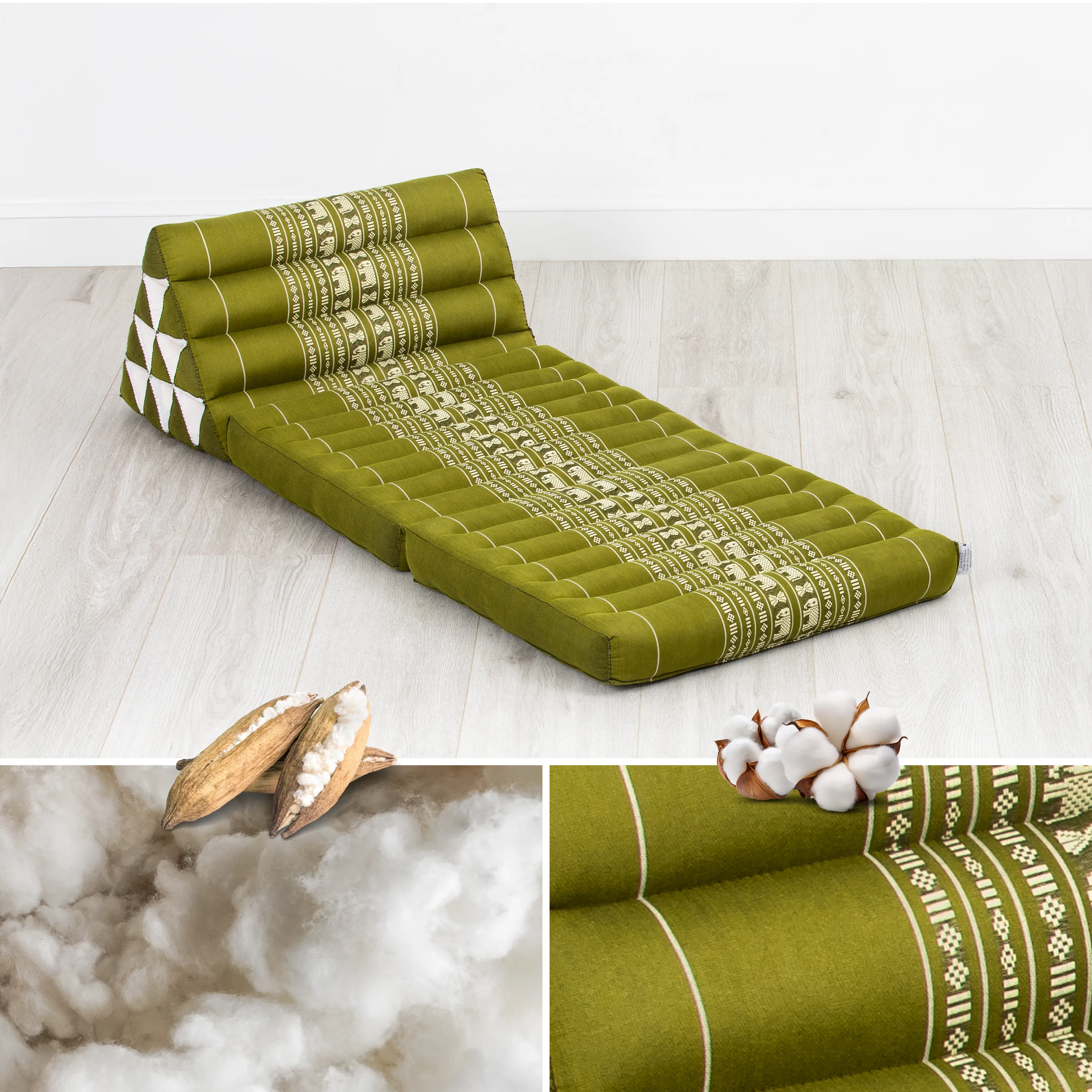 Cuscino thai in kapok con 2 elementi pieghevoli