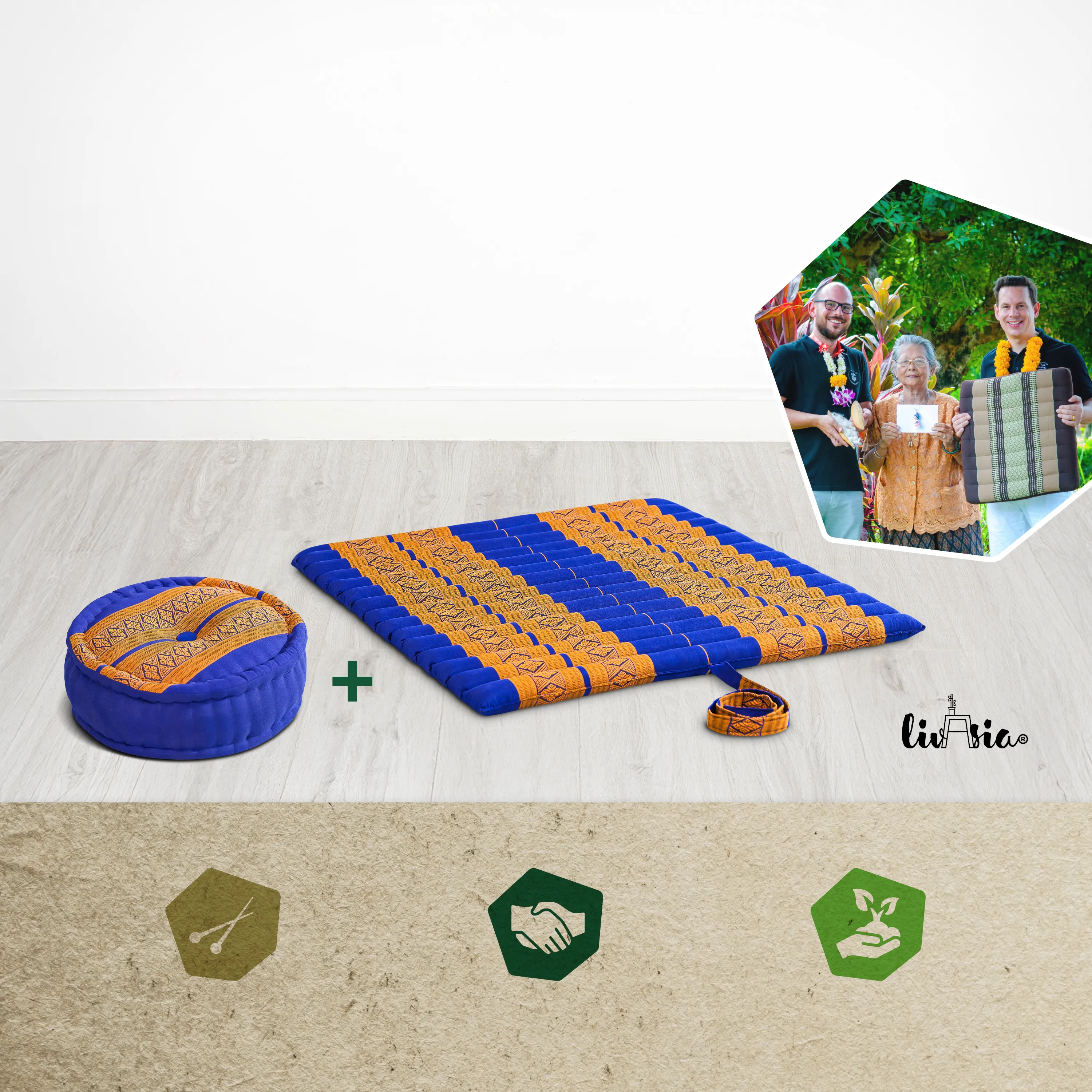 Set XL cuscini da meditazione in kapok