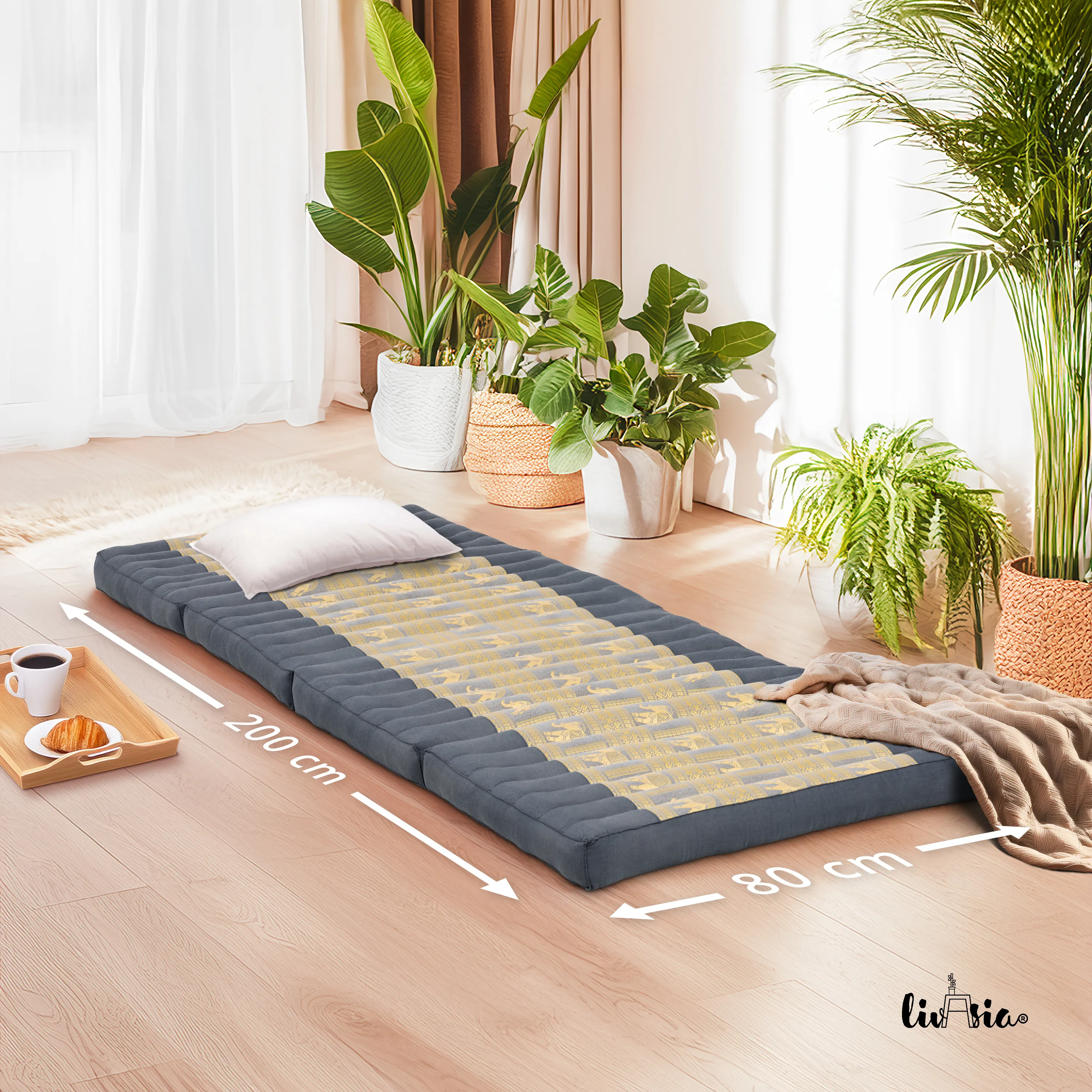 Materasso pieghevole in kapok, larghezza 80 cm, Deluxe