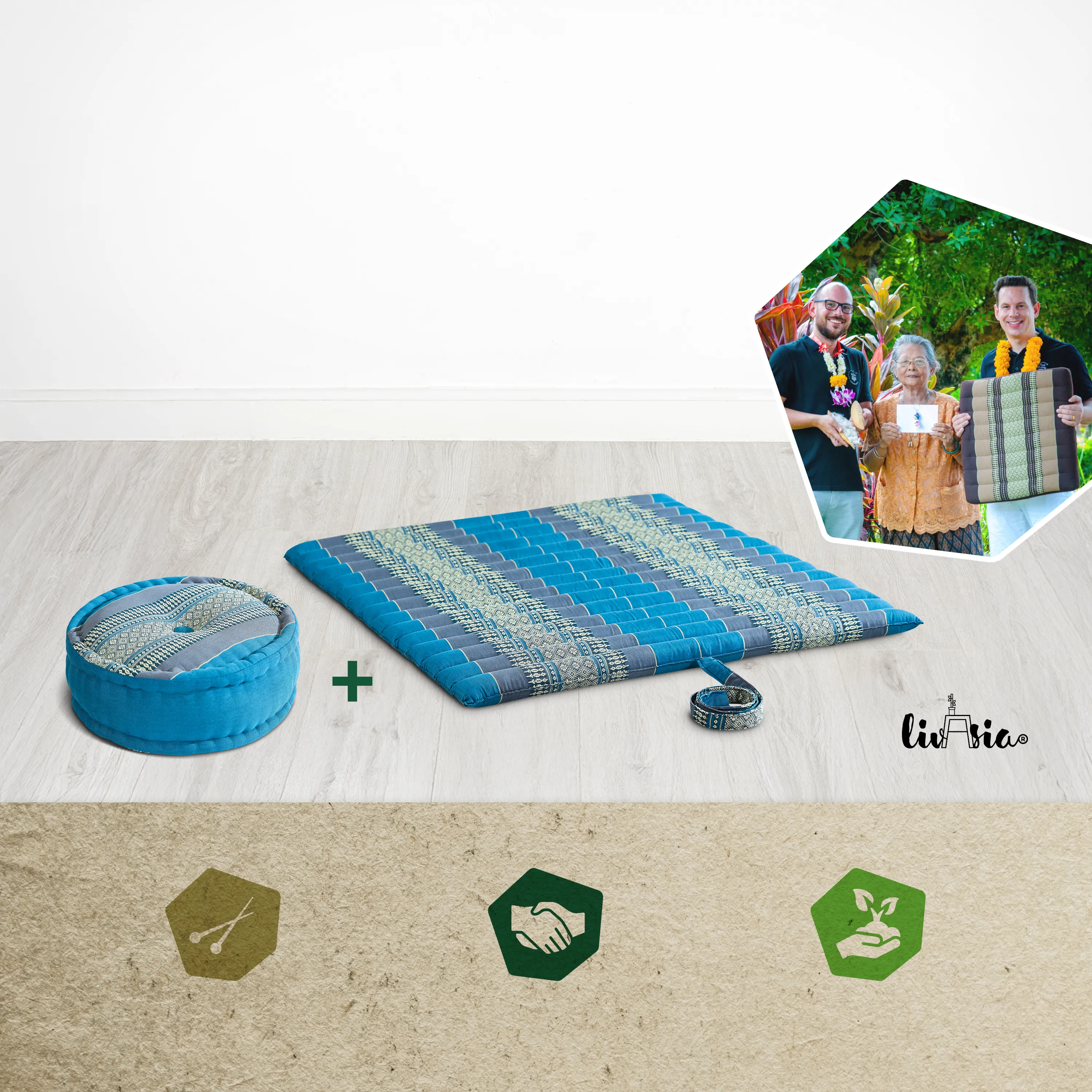 Set XL cuscini da meditazione in kapok