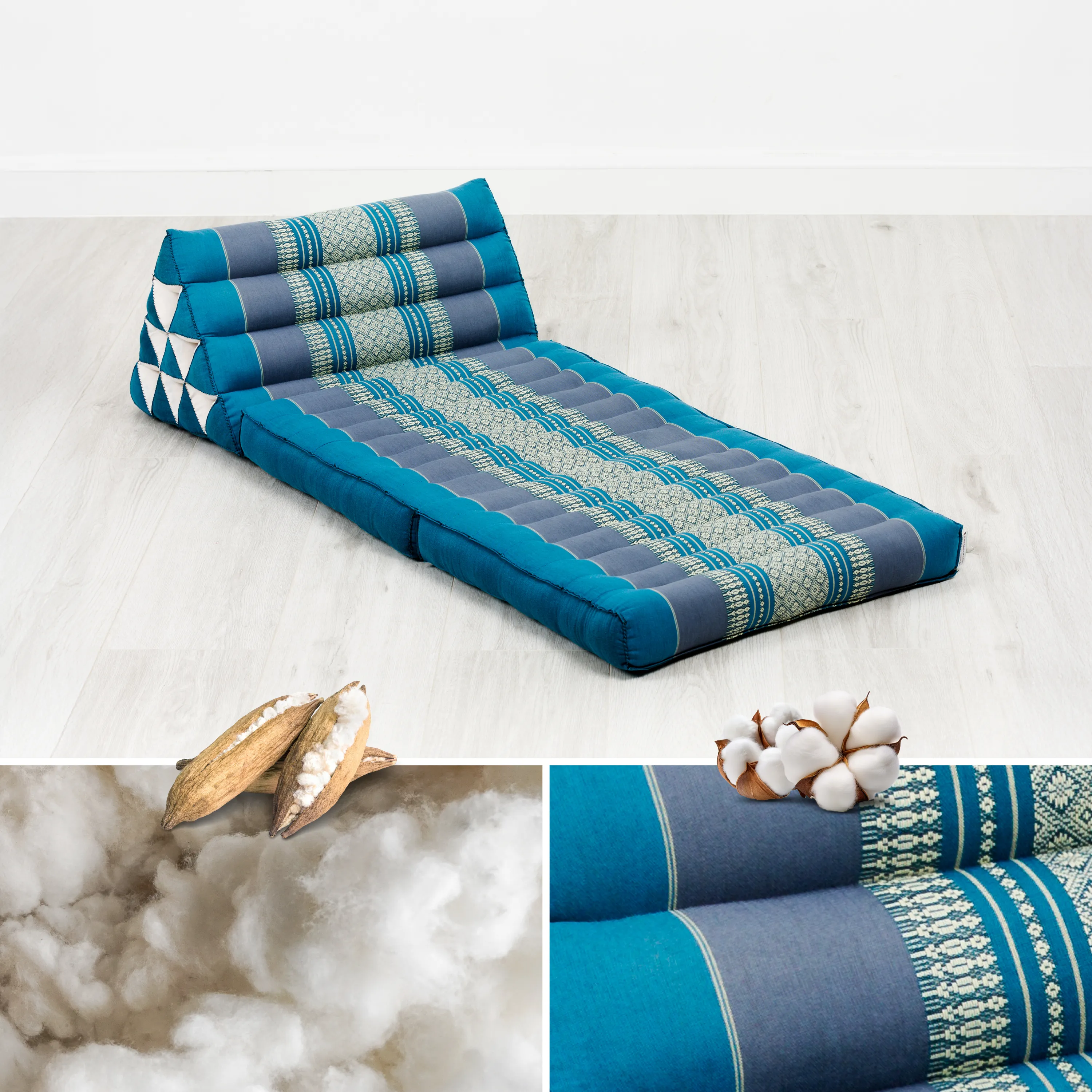 Cuscino thai in kapok con 2 elementi pieghevoli