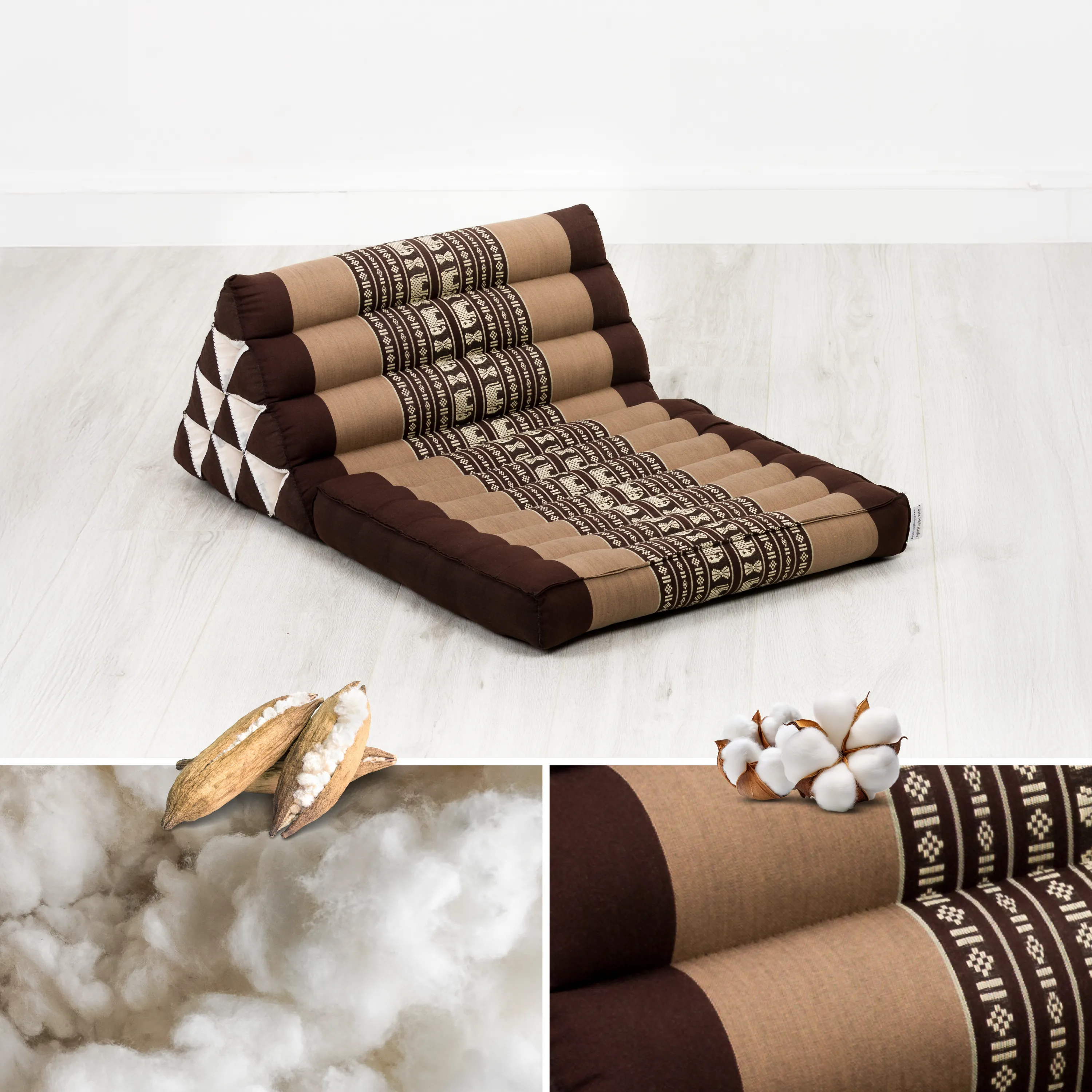 Cuscino thai in kapok con 1 elemento pieghevole