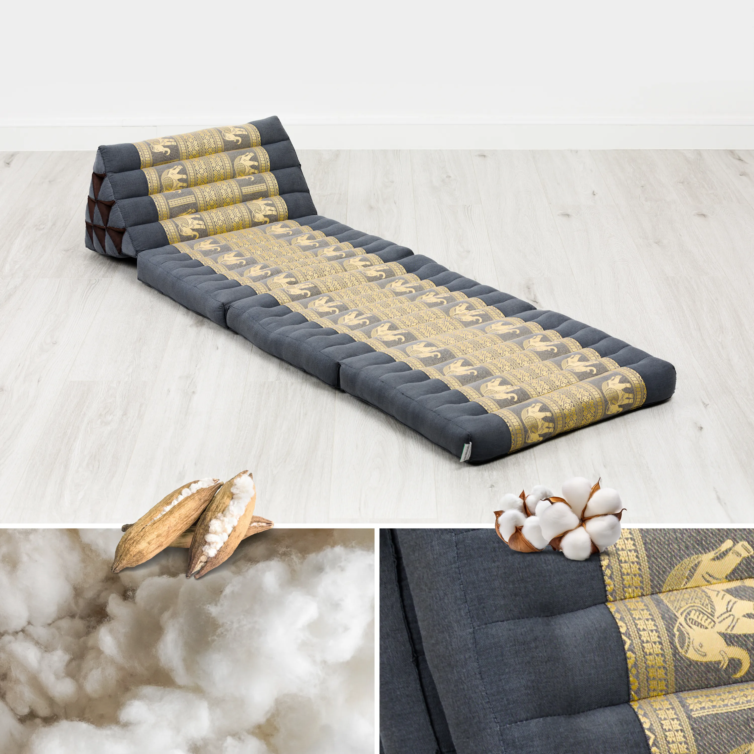 Cuscino thai in kapok con 3 elementi pieghevoli, Deluxe
