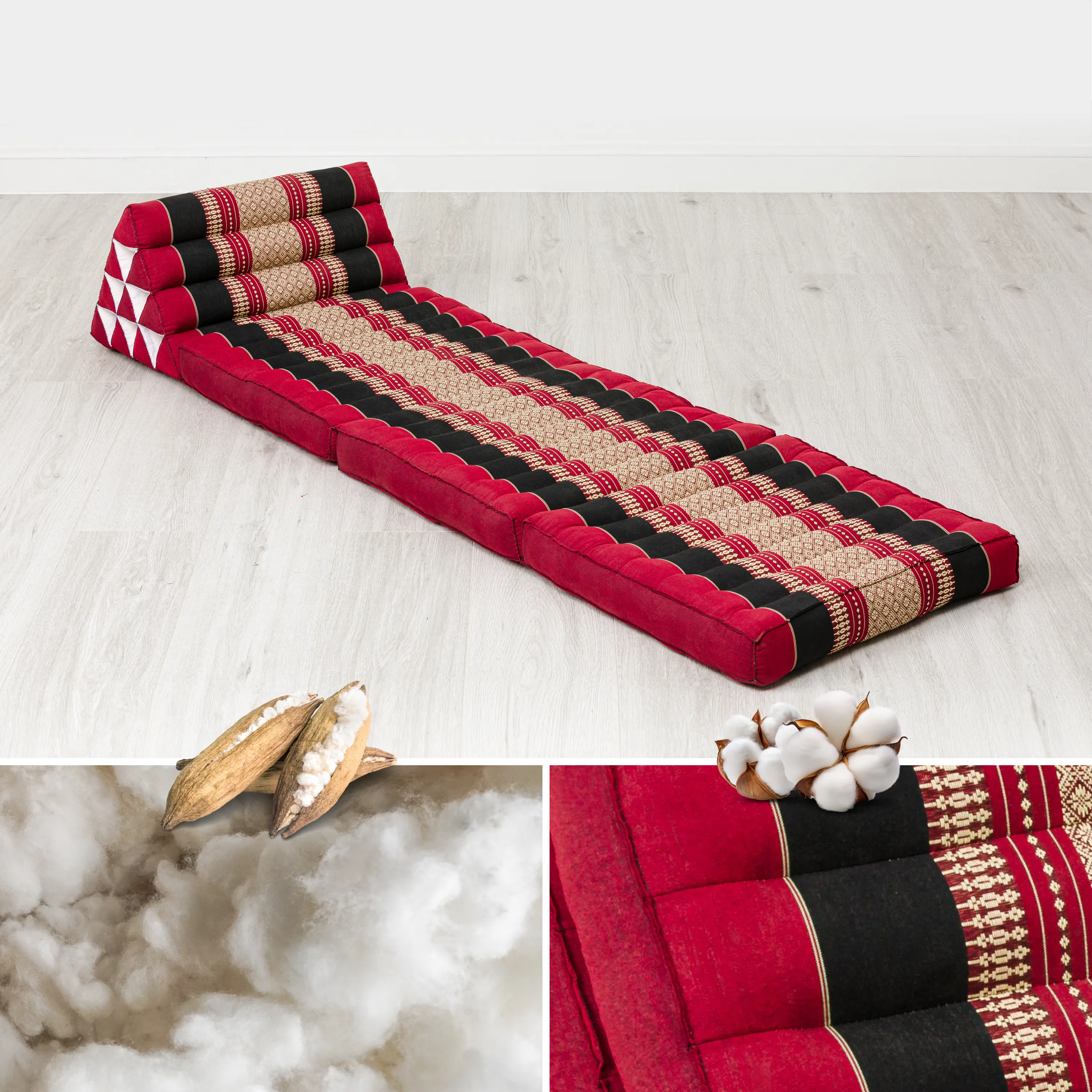Cuscino thai in kapok con 3 elementi pieghevoli, Classic