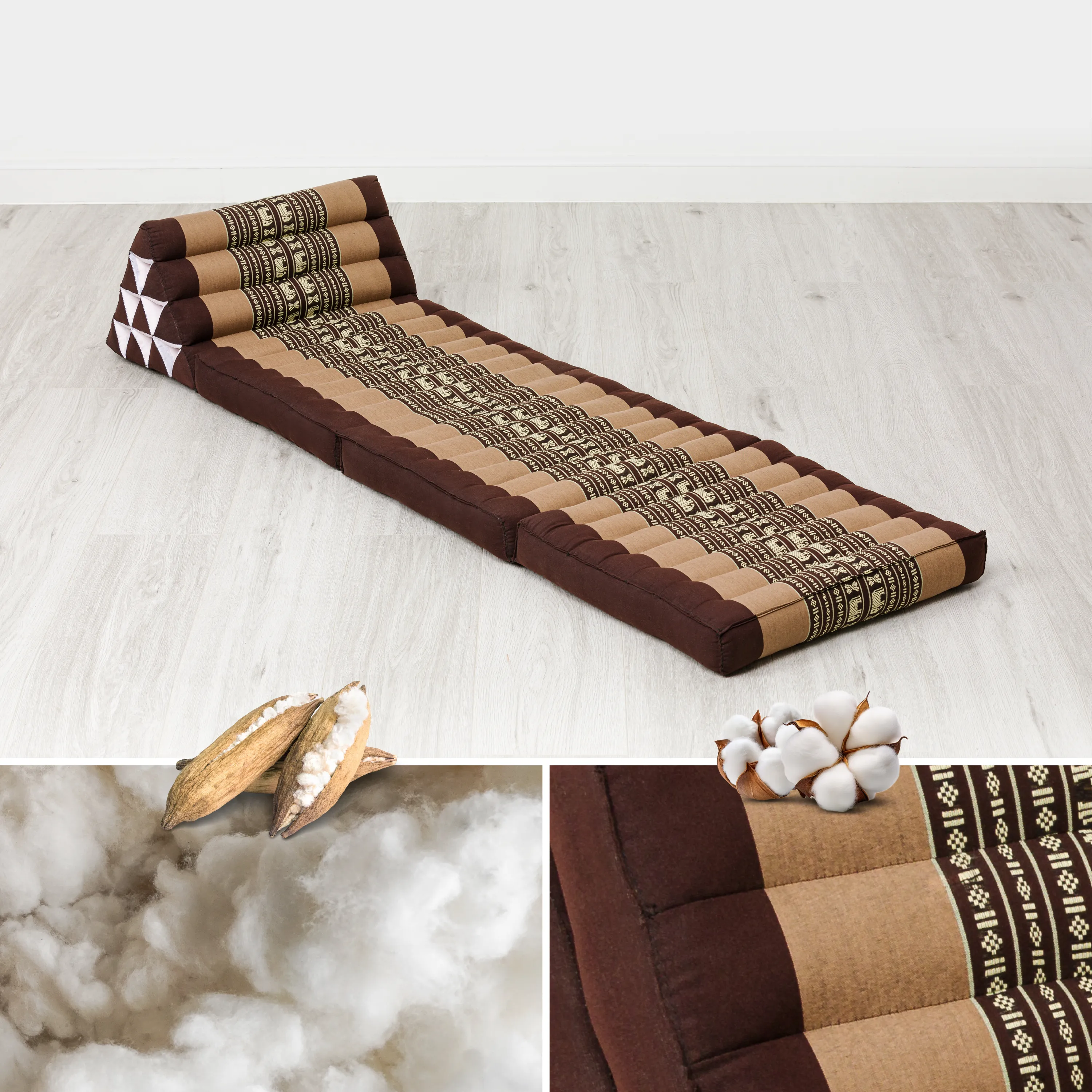 Cuscino thai in kapok con 3 elementi pieghevoli, Classic