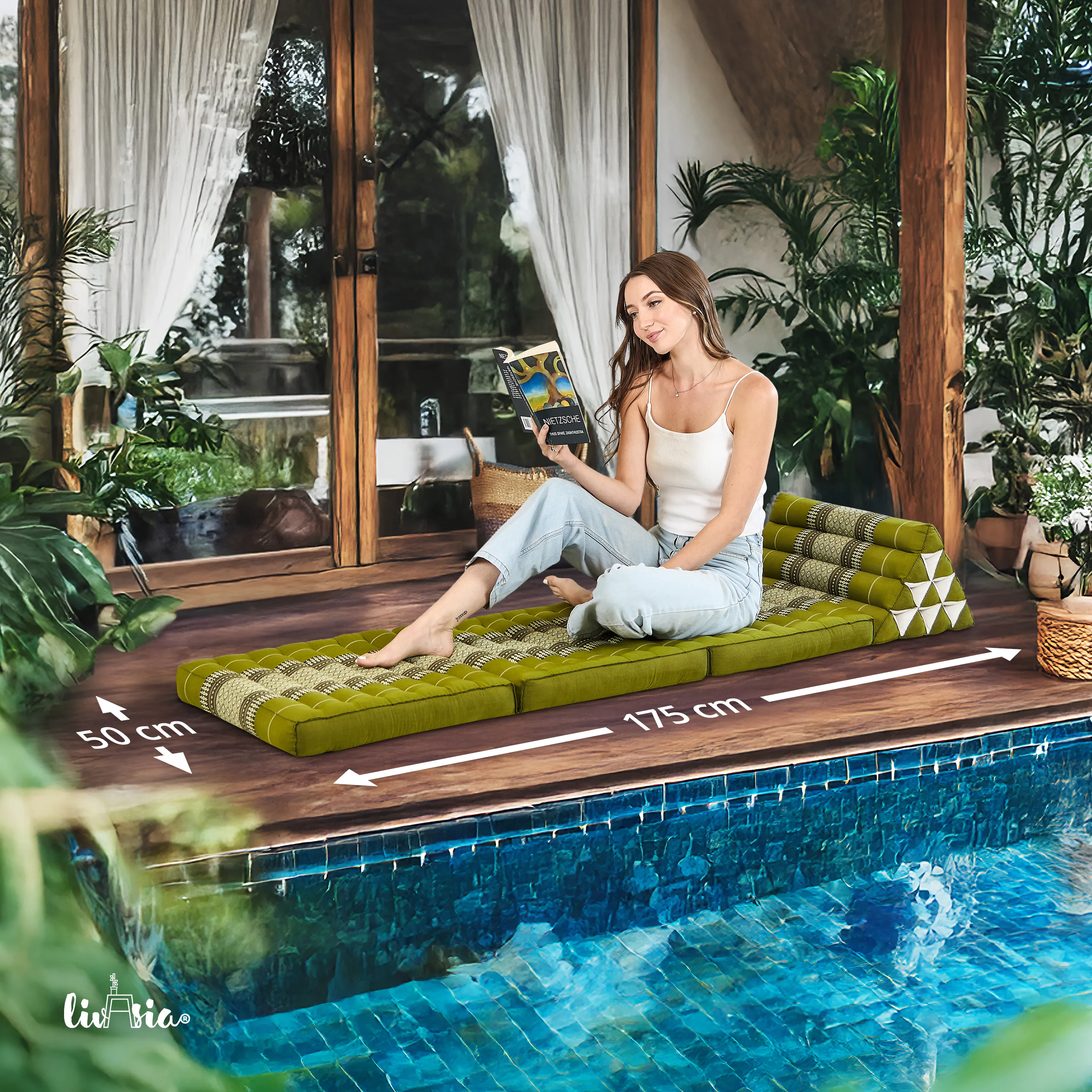 Cuscino thai in kapok con 3 elementi pieghevoli, Classic