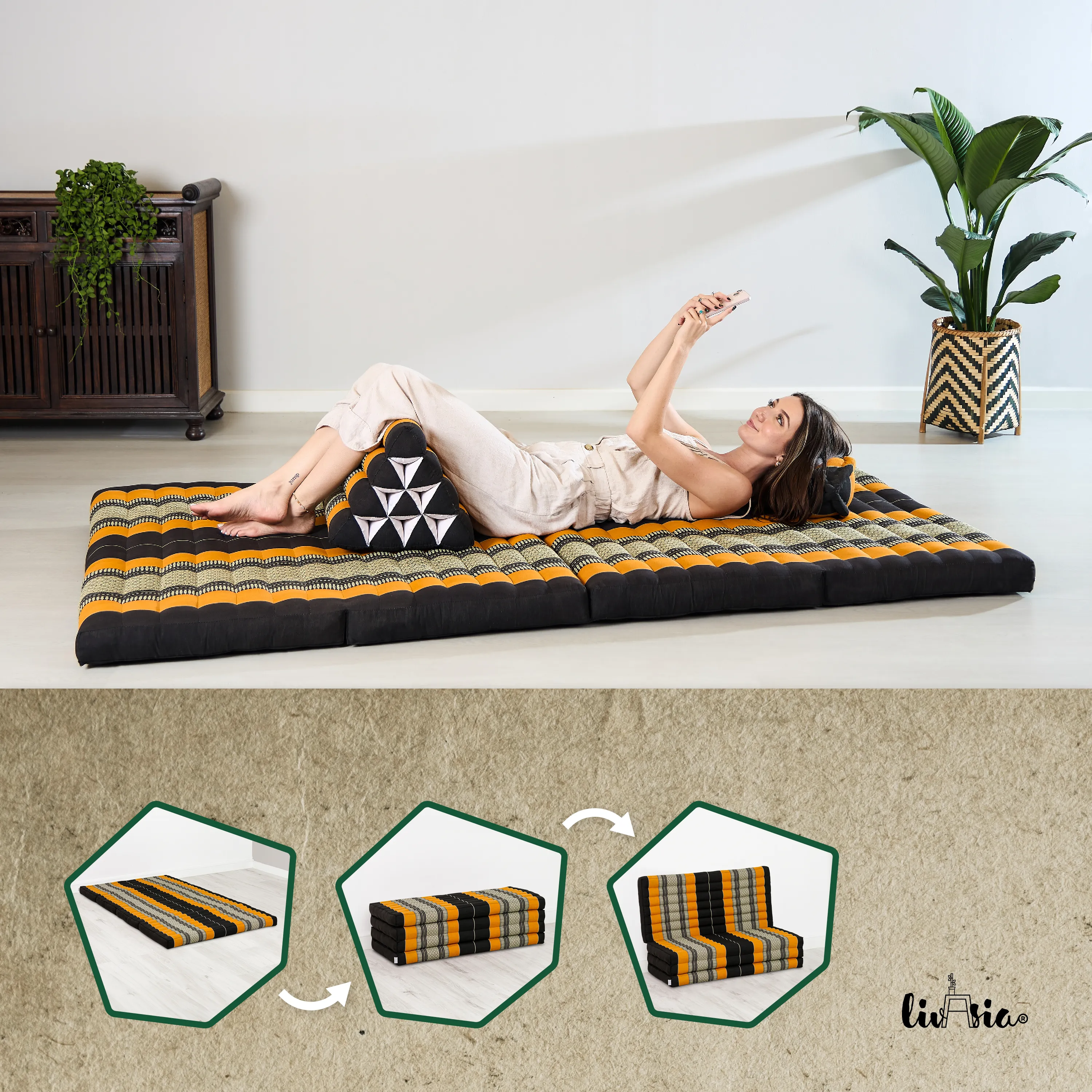 Materasso pieghevole in kapok, larghezza 110 cm, Classic