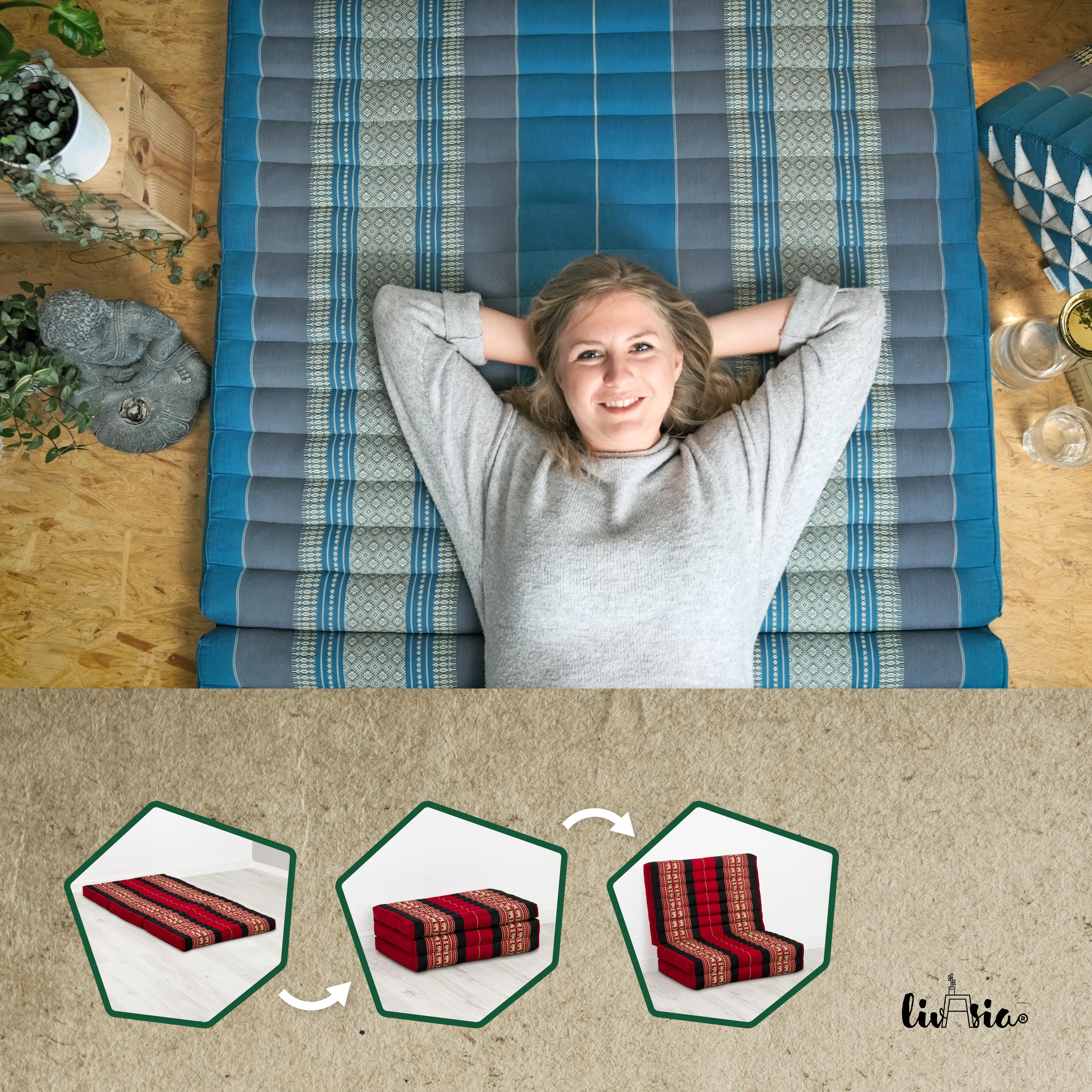 Materasso pieghevole in kapok per bambini, larghezza 70 cm