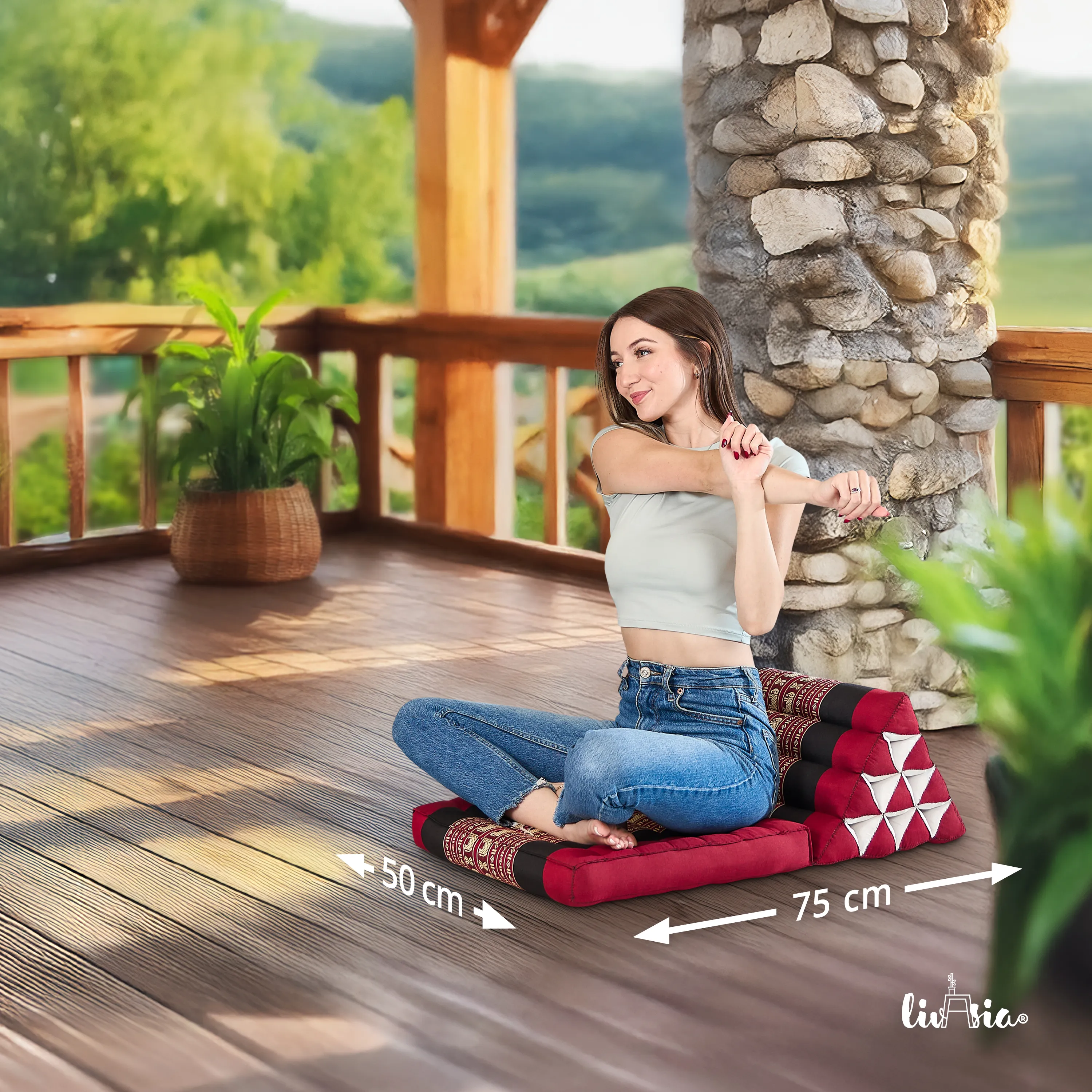 Cuscino thai in kapok con 1 elemento pieghevole
