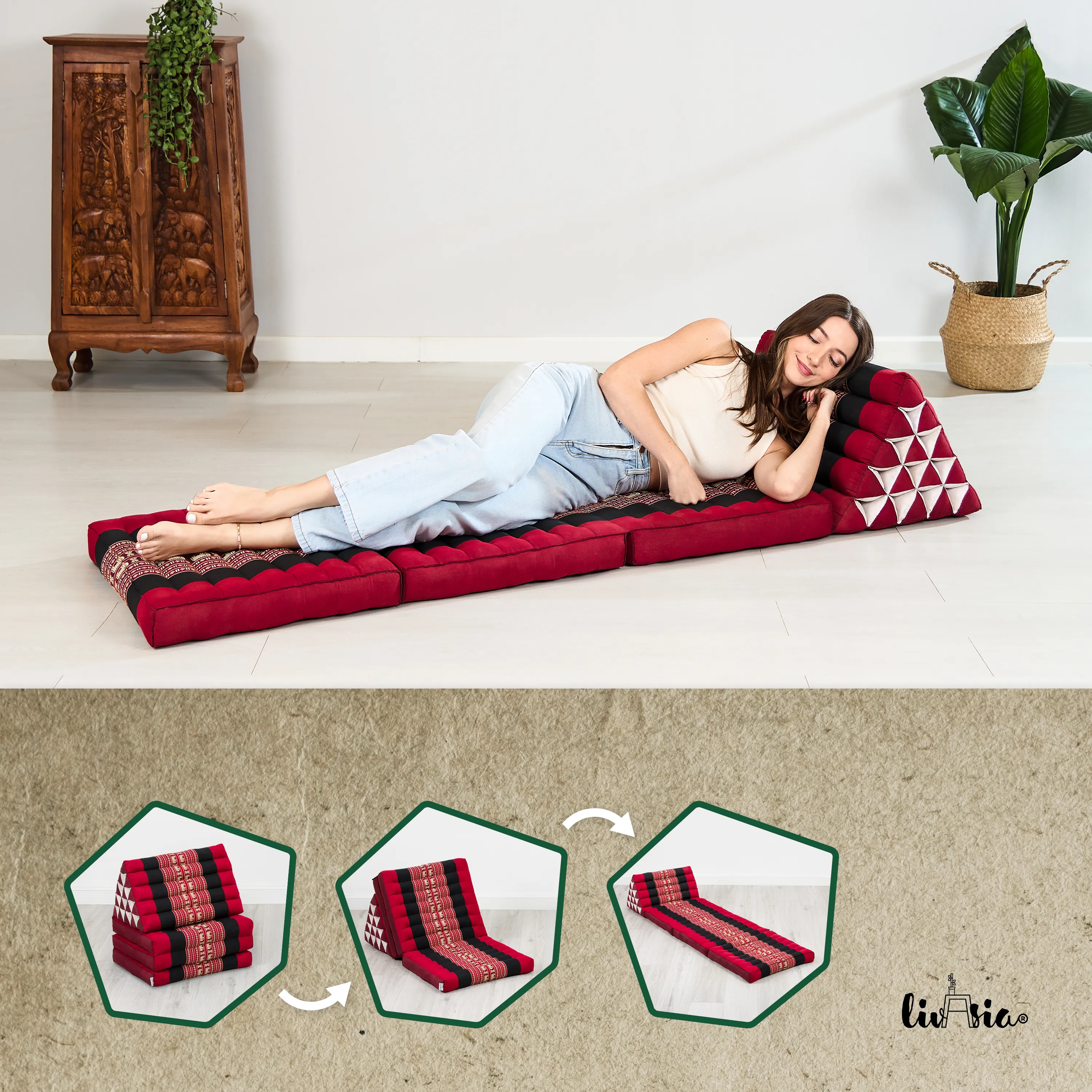 Cuscino thai in kapok altezza XXL