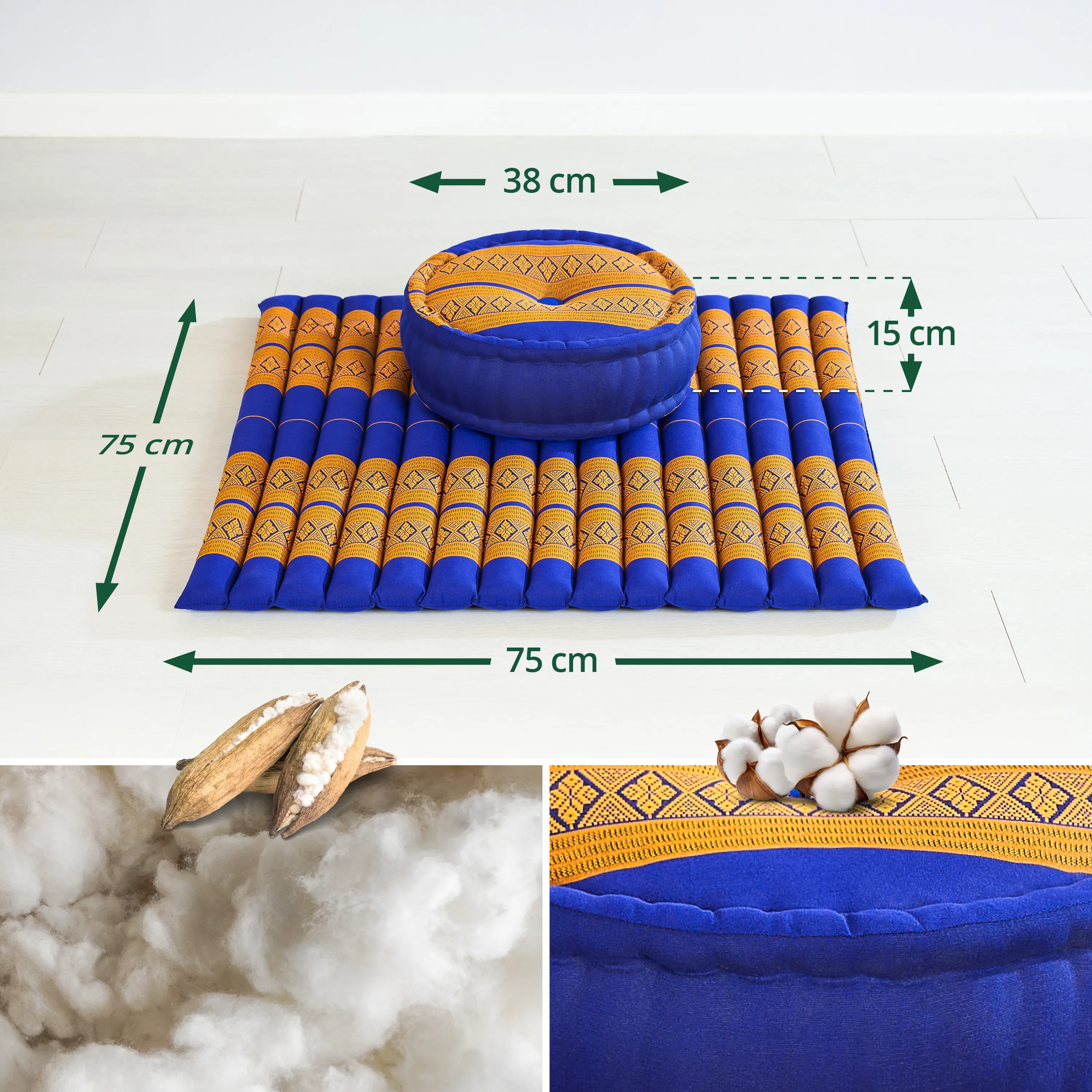 Set XL cuscini da meditazione in kapok