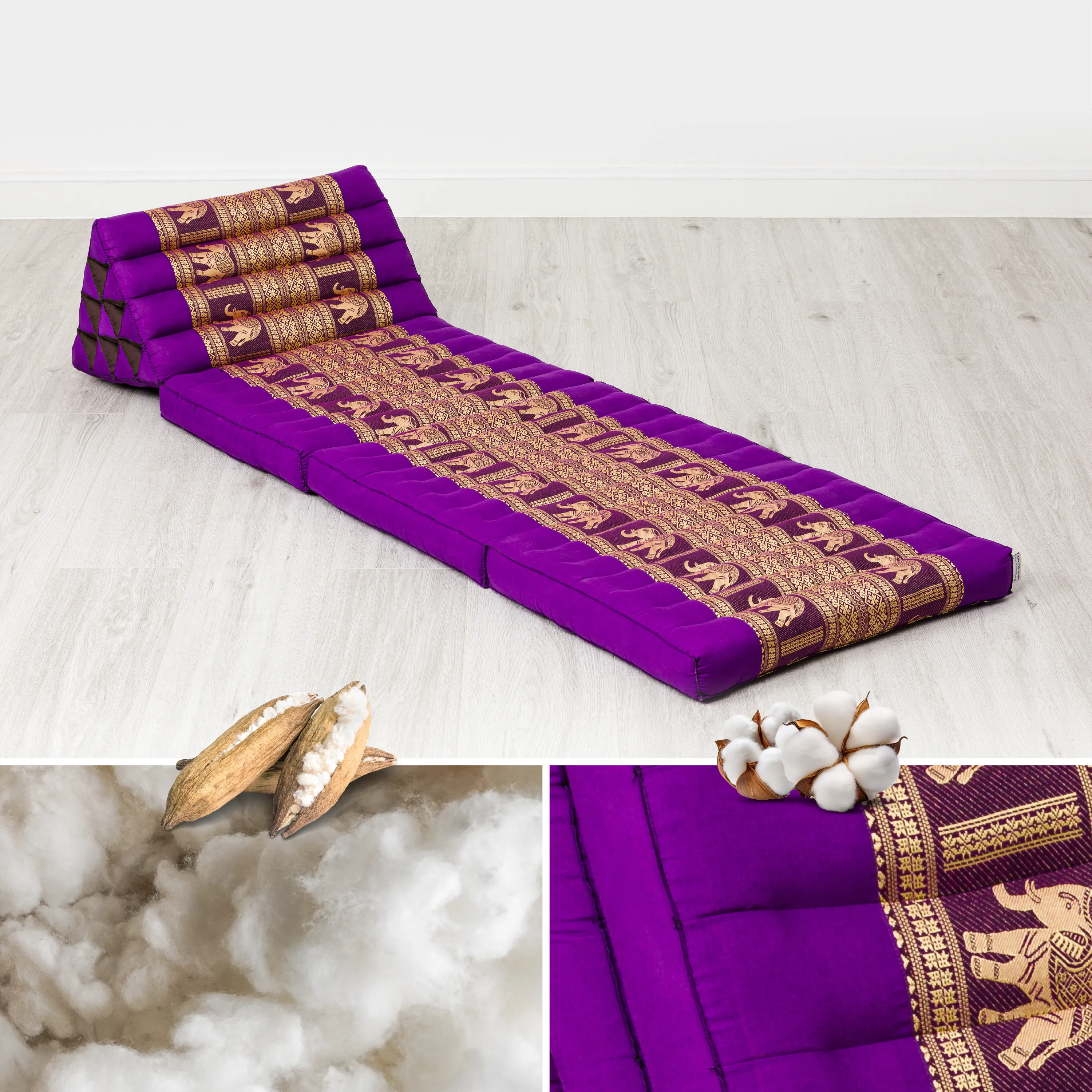 Cuscino thai in kapok con 3 elementi pieghevoli, Deluxe