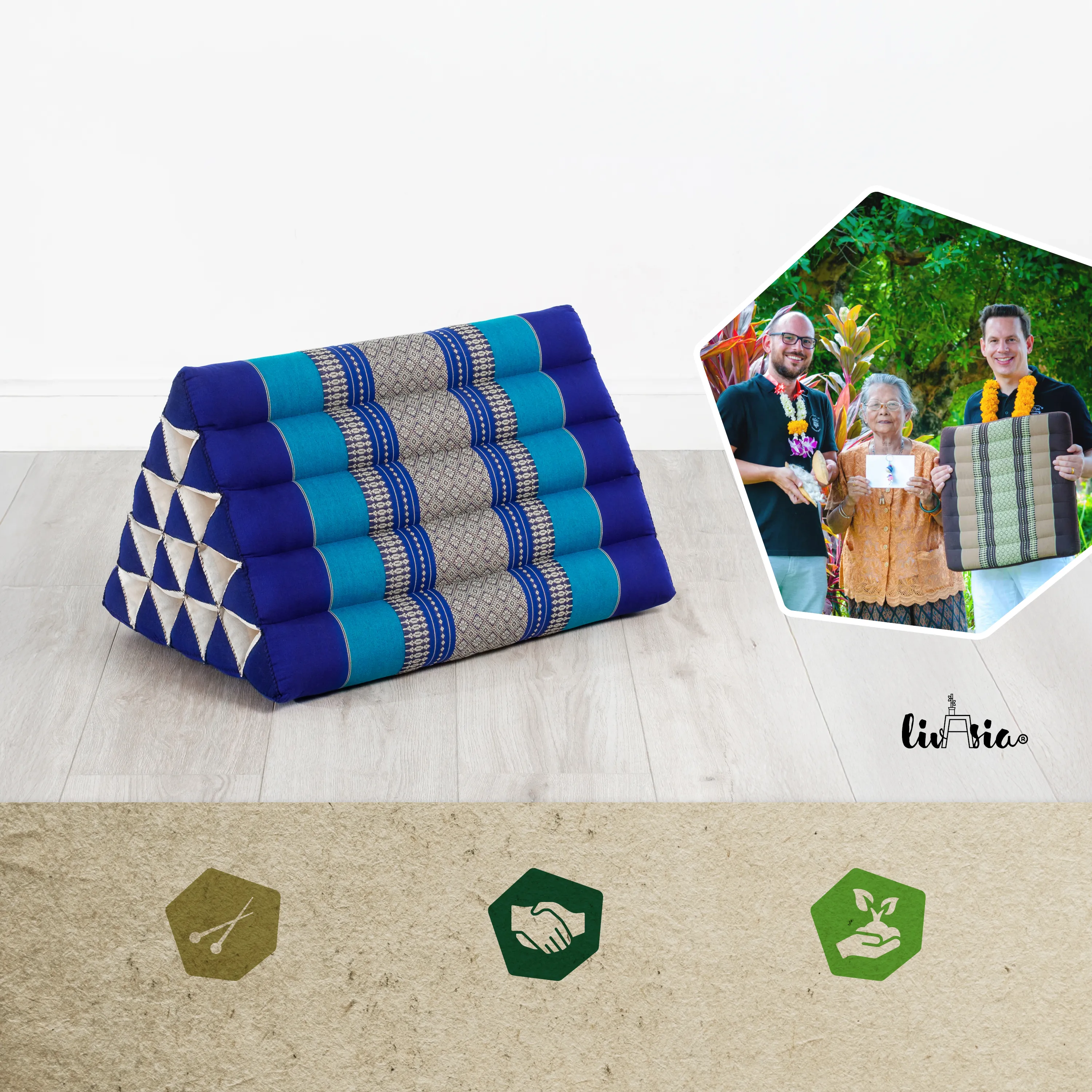 Cuscino triangolare alto in kapok, Classic