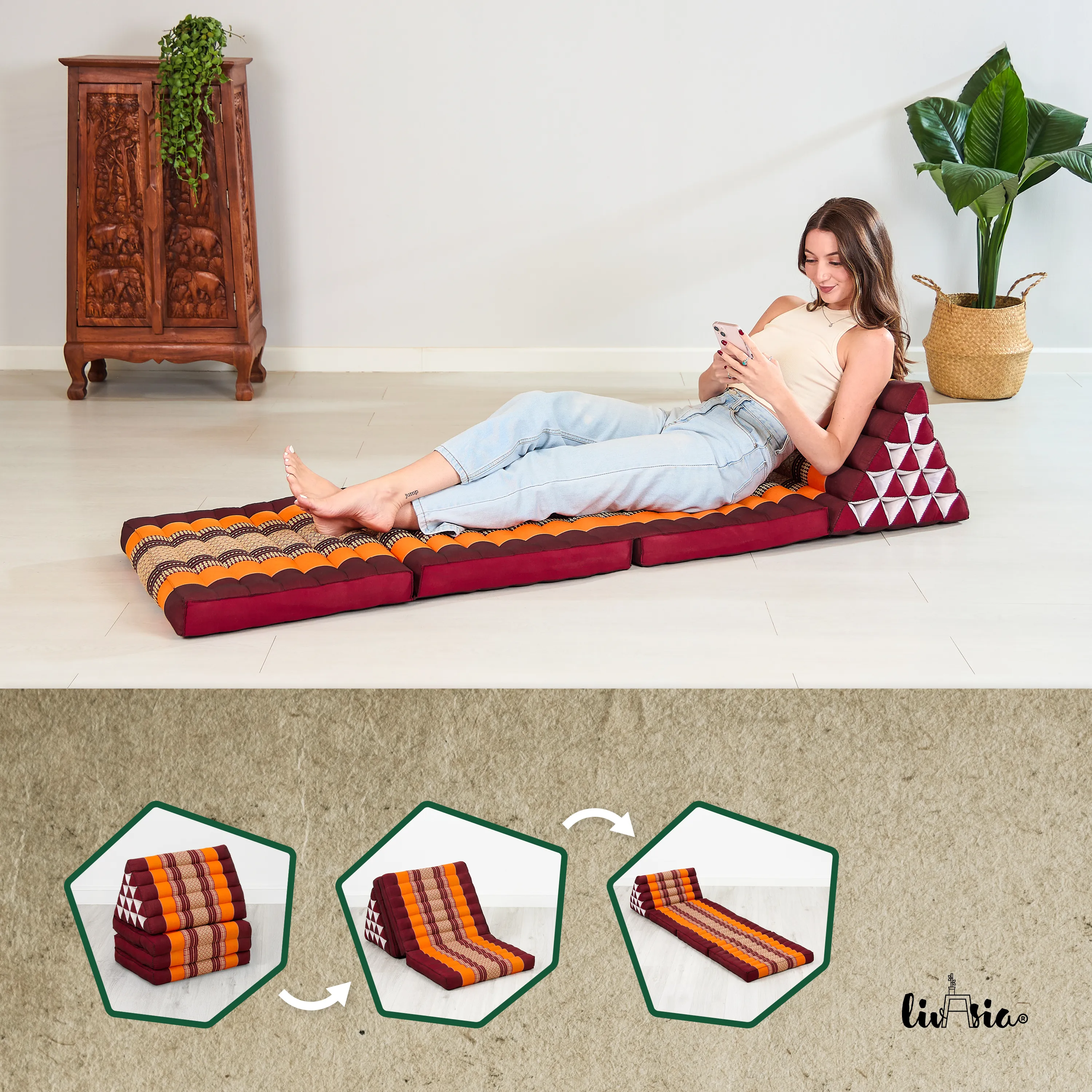 Cuscino thai in kapok altezza XXL
