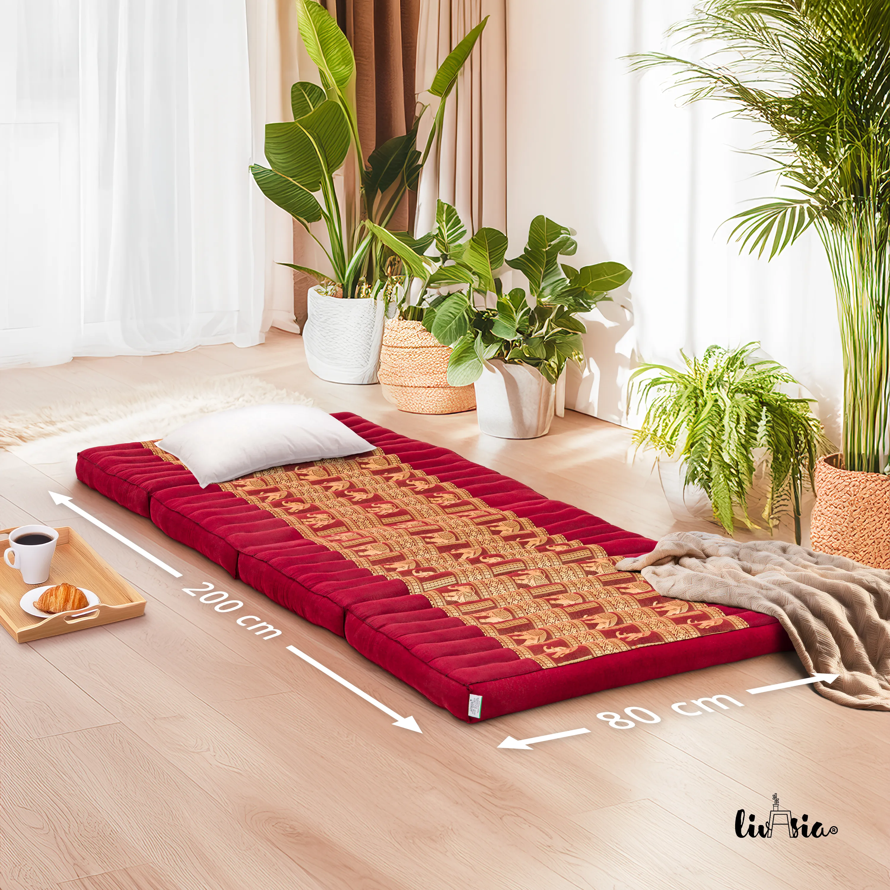 Materasso pieghevole in kapok, larghezza 80 cm, Deluxe