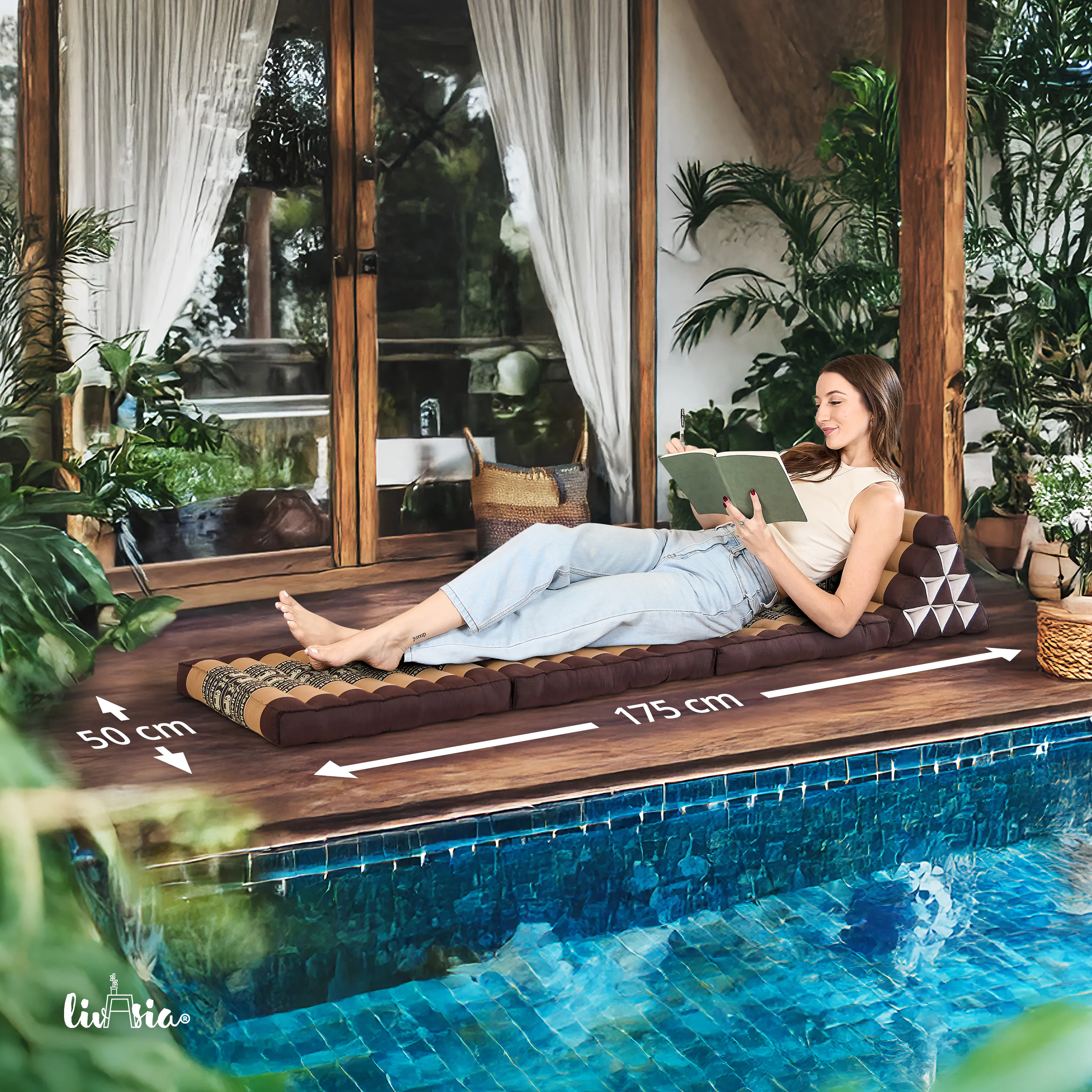 Cuscino thai in kapok con 3 elementi pieghevoli, Classic