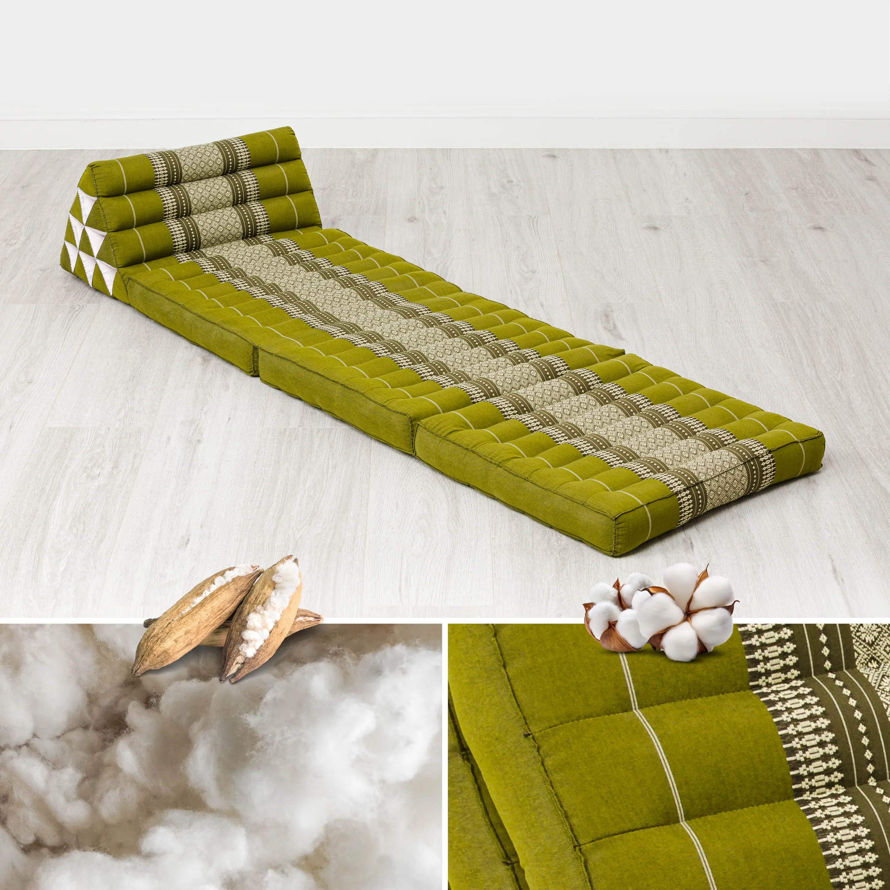Cuscino thai in kapok con 3 elementi pieghevoli, Classic